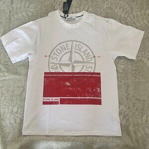 Stone Island Junior Compass Print Cotton T-Shirt